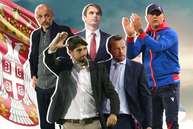 Miloš Milojević , Veljko Paunović, Slaviša Jokanović, Žarko Lazetić i Vladan Milojević, selektori Srbije , fudbal