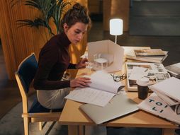 rad, devojka, noć, žena, papiri