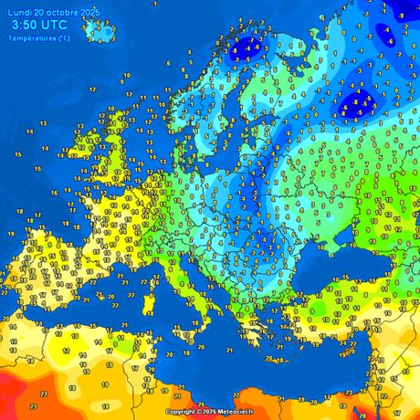 Temperature vazduha jutros u Evropi i u Srbiji Temperature vazduha jutros u Evropi i u Srbiji