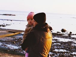 tata, muškarac, beba, dete, zima, finska