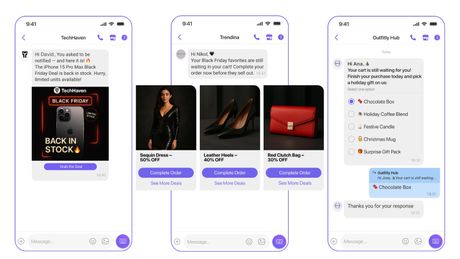 Podsetnici o ponovnoj dostupnosti proizvoda na zalihama i napuštenim korpama (Prava: Rakuten Viber) Podsetnici o ponovnoj dostupnosti proizvoda na zalihama i napuštenim korpama (Prava: Rakuten Viber)