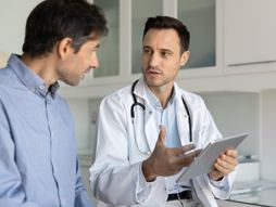 Doktor, pacijent, muškarac, stetoskop, ordinacija, pregled