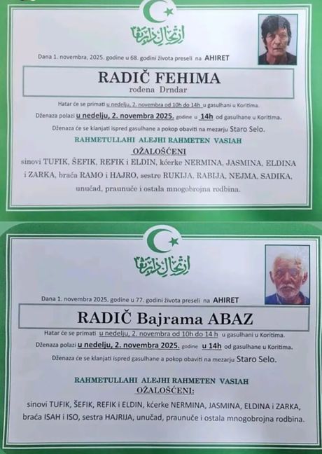 Umrlice Fehima i Abaz Radić