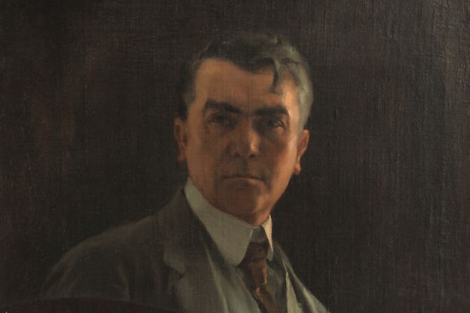 Autoportret sa paletom, ulje na platnu, 1918, 80x65