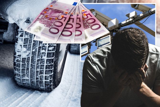 Zimske gume, evri, kamera, muškarac