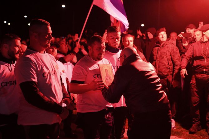 Beograd, skup , doček Srba sa KiM