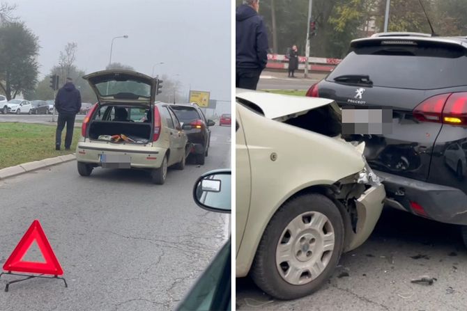 Lančani sudar na Julinom brdu u Trgovačkoj ulici, tri automobila