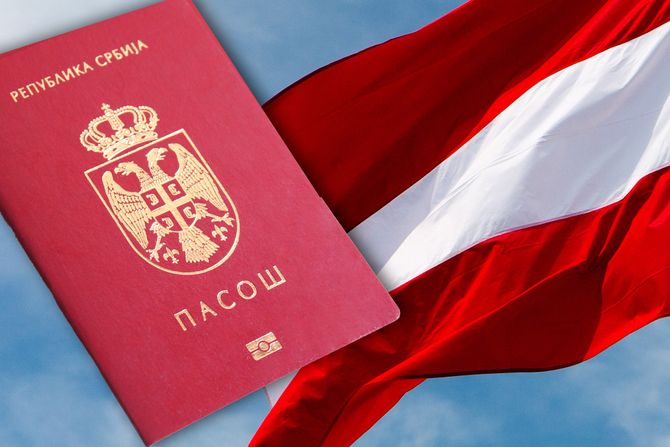Austrijska zastava i srpski pasoš