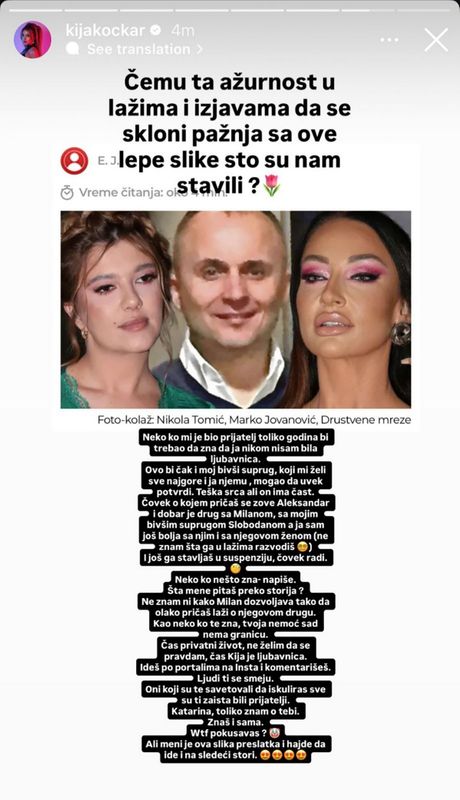 Kija Kockar Katarina Živković Instagram post obajava