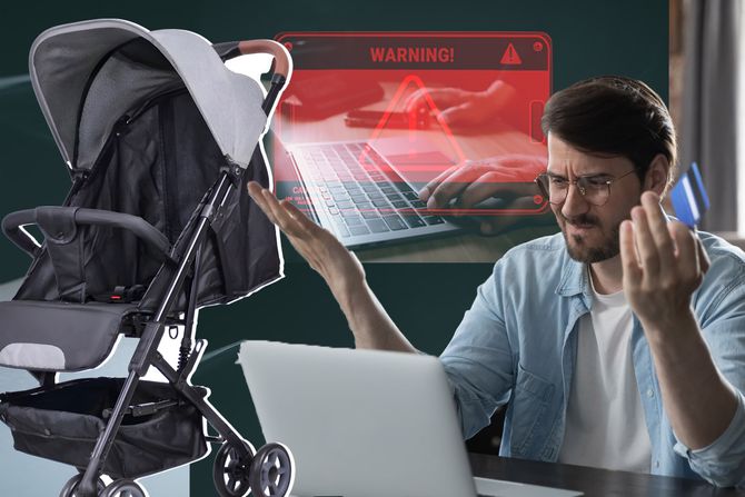 Dečija kolica, prevara, muškarac