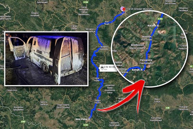 Pljačka, Novi Pazar, spaljeno vozilo, mapa