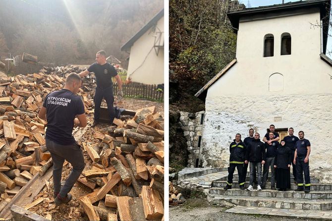 Vatrogasci, spasioci, pomoć, monahinje, manastir Kovilje, Ivanjica, drva, zima