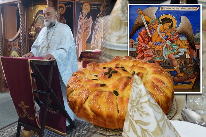 Sveštenik Grozdan Gajić, slavska trpeza ,sveti arhangel mihailo
