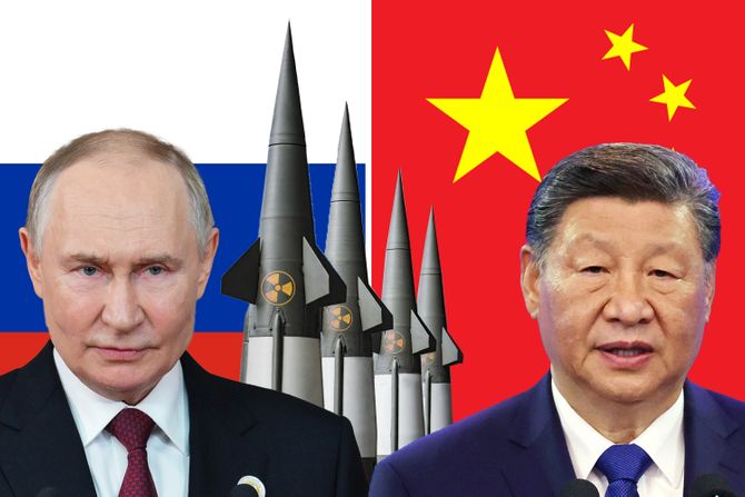 rusija, kina, zastava, nukearne rakete, putin, si djin ping
