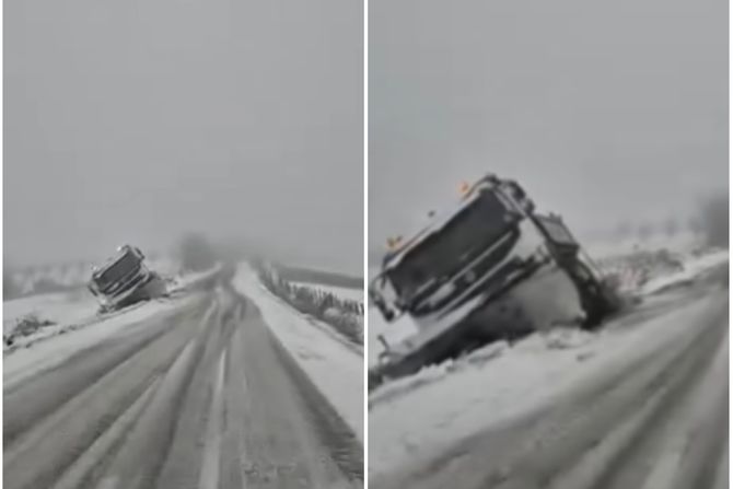 Grtalica, zaglavila se u snegu, selo Pecka