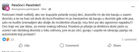 Objava, petarde, Paraćin