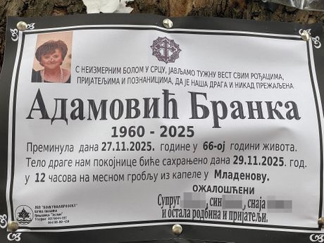Umrlica Branka Adamović