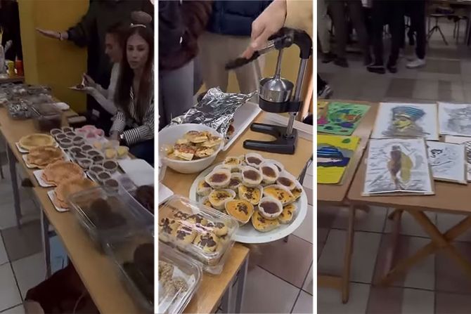 Humanitarni bazar u učeničkom klubu Gimnazije. Sav prihod namenjen je za lečenje sugrađanke Jelene Vujoć