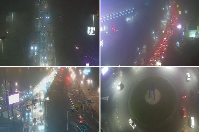 Saobraćaj gužva magla Beograd Brankov most Bulevar Mihajla Pupina Autokomanda Bogoslovija Fičer