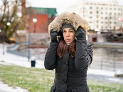 jakna, zima, krzno, kapuljača, hladno vreme