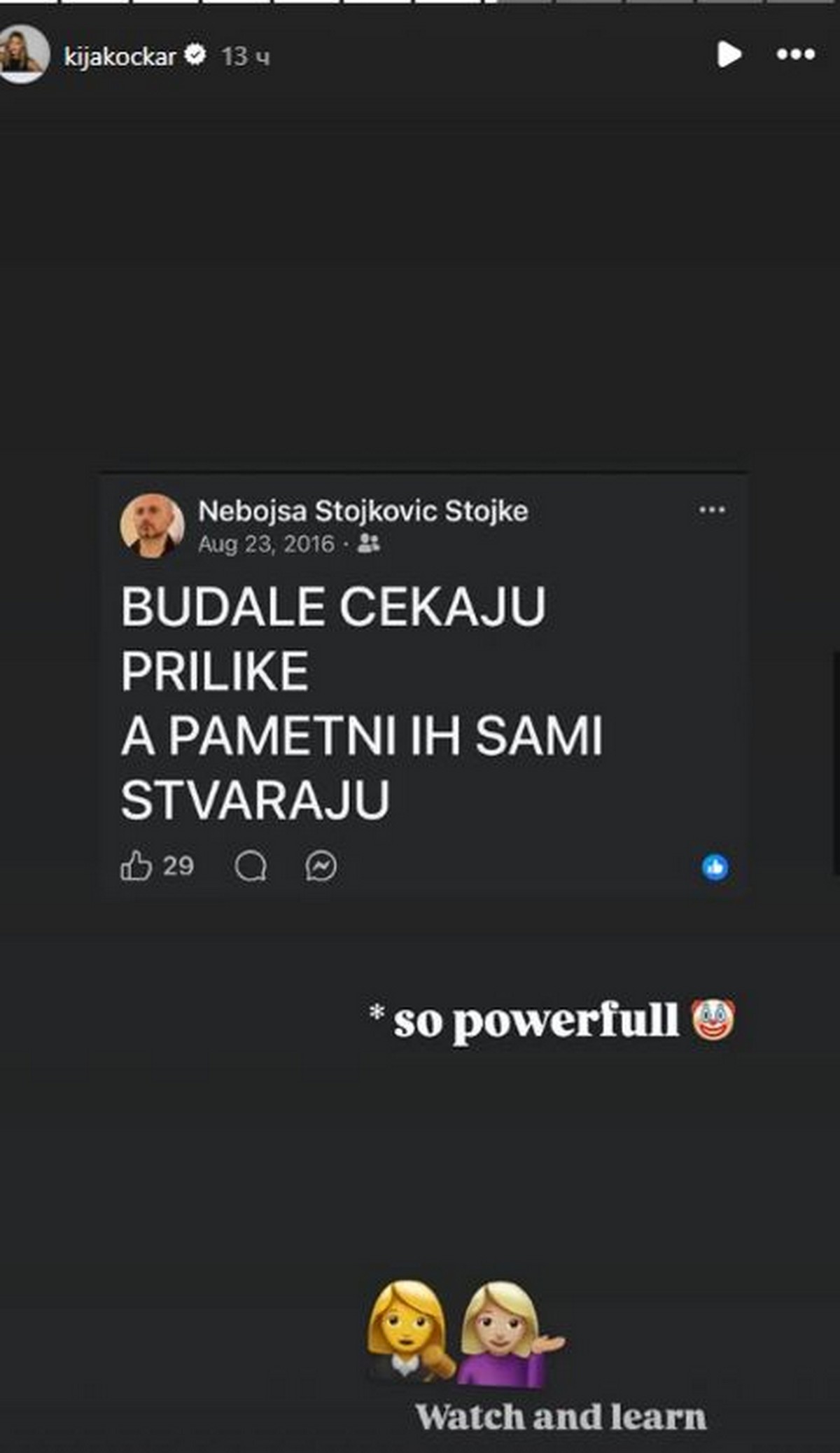 "Budale čekaju priliku" Kija ne planira da se zaustavi! Usred noći objavila Stojketovu poruku i potkačila Kaću