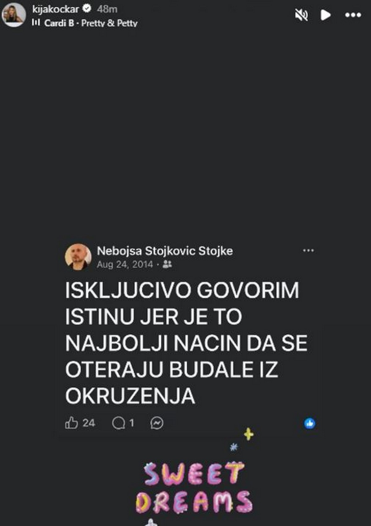 "Budale čekaju priliku" Kija ne planira da se zaustavi! Usred noći objavila Stojketovu poruku i potkačila Kaću