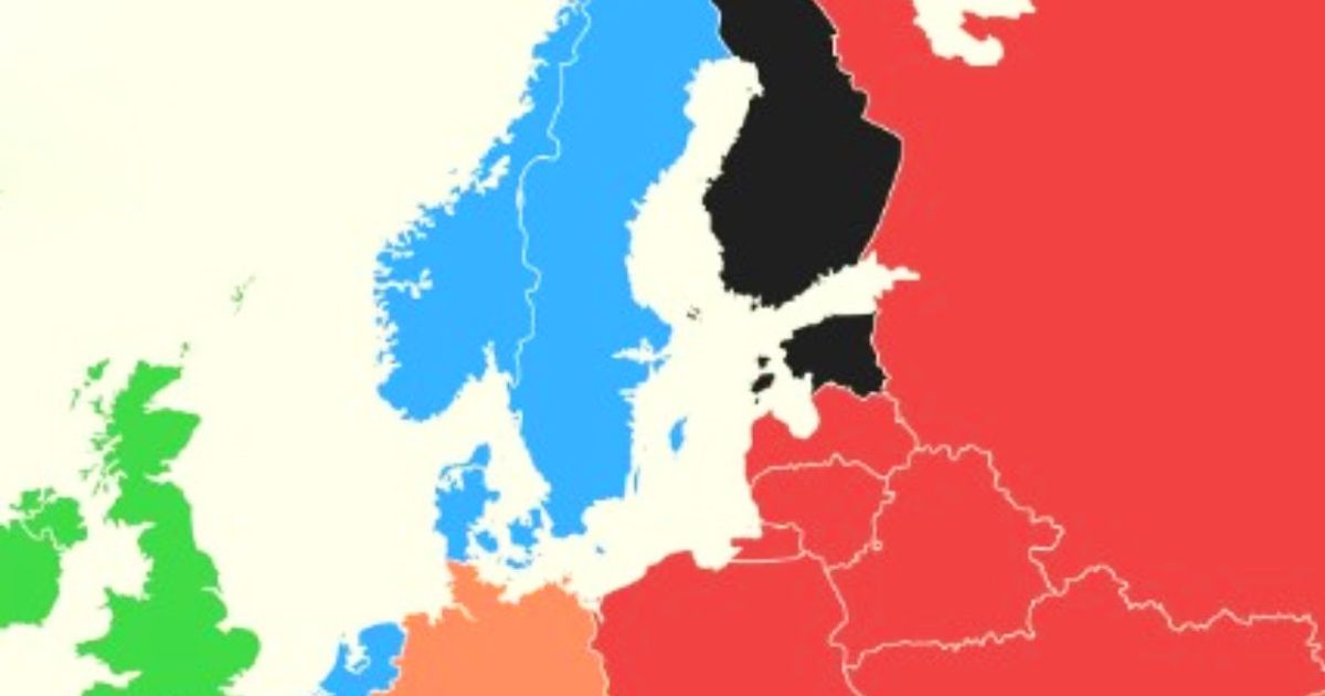 New map of Europe published: Serbia colored BLUE, along with the entire Balkans, the French are completely BLACK