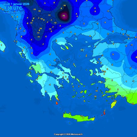 Temperature vazduha u novogodišnjoj noći