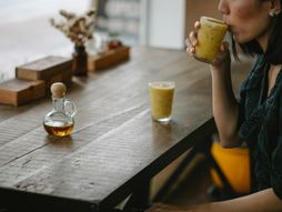 žena, kafa, napitak, jutro, sok,