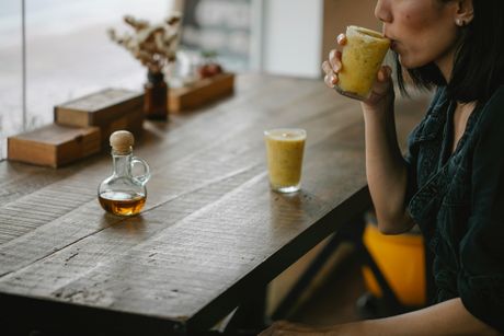 žena, kafa, napitak, jutro, sok,