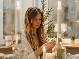 žena, božić, praznici, vino, dom, kuća, stan