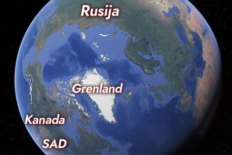 Mapa, SAD, Grenland, Evropa, Rusija