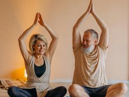 žena, starija žena, meditacija, vežbanje, muškarac