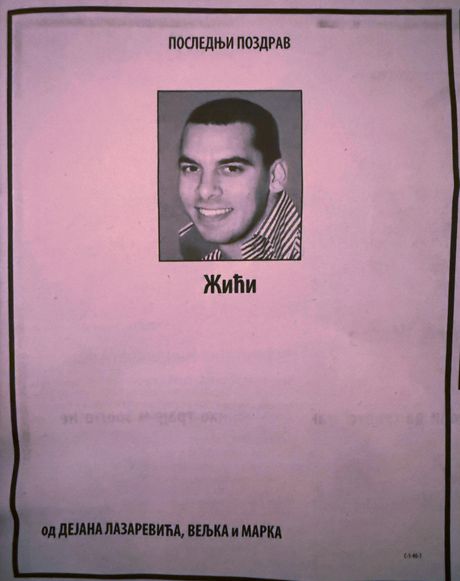 Živko Bakić, čitulja, Veljko Belivuk