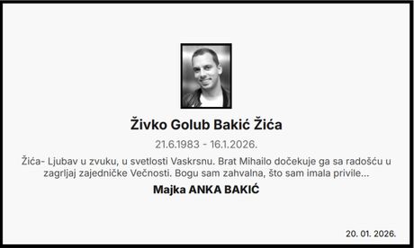 Živko Bakić žića, ubistvo, čitulja
