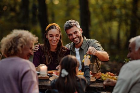 Porodica, priroda, piknik, šuma, roditelji, muž, žena, dete, baka i deka