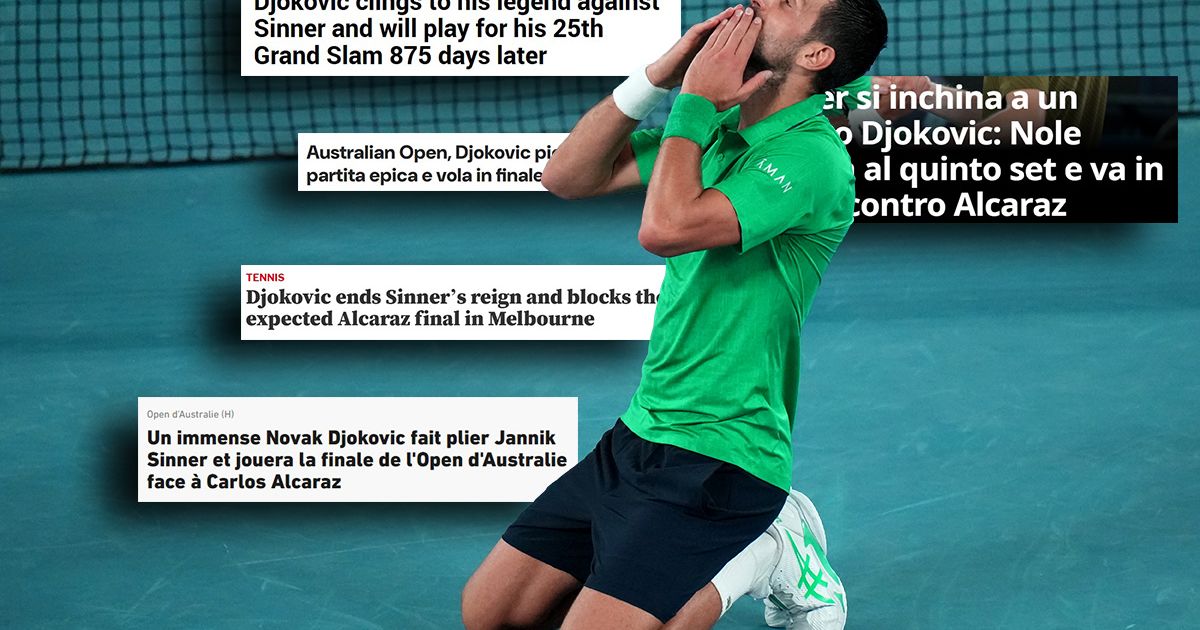 Ovako svetski mediji pišu o pobedi Novaka protiv Sinera: "Nole je večan, a Siner čovek, Legenda, Veličanstven"