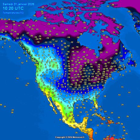 Trenutne temperature u Americi