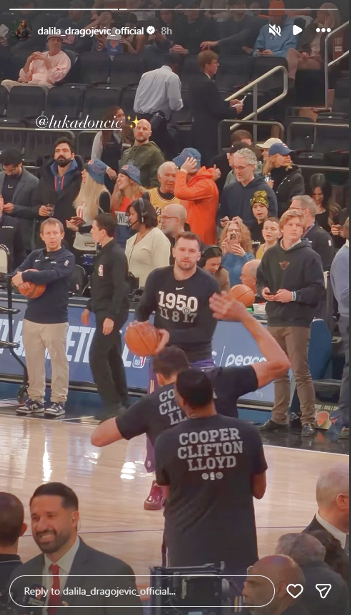 Dalila Dragojević ne skida pogled sa Luke Dončića, evo šta je radila dok se zagrevao na terenu: "Ludnica!"