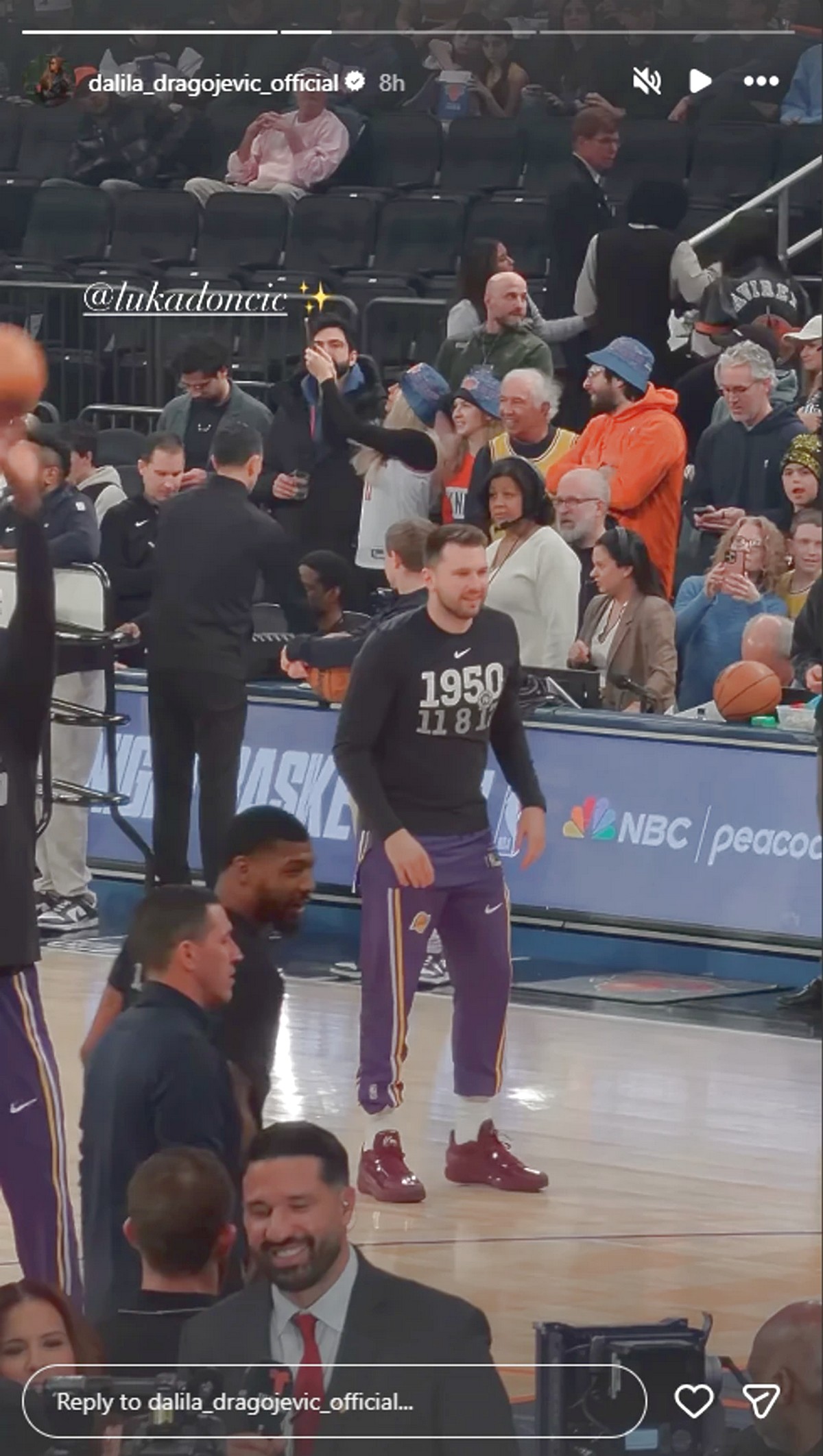 Dalila Dragojević ne skida pogled sa Luke Dončića, evo šta je radila dok se zagrevao na terenu: "Ludnica!"