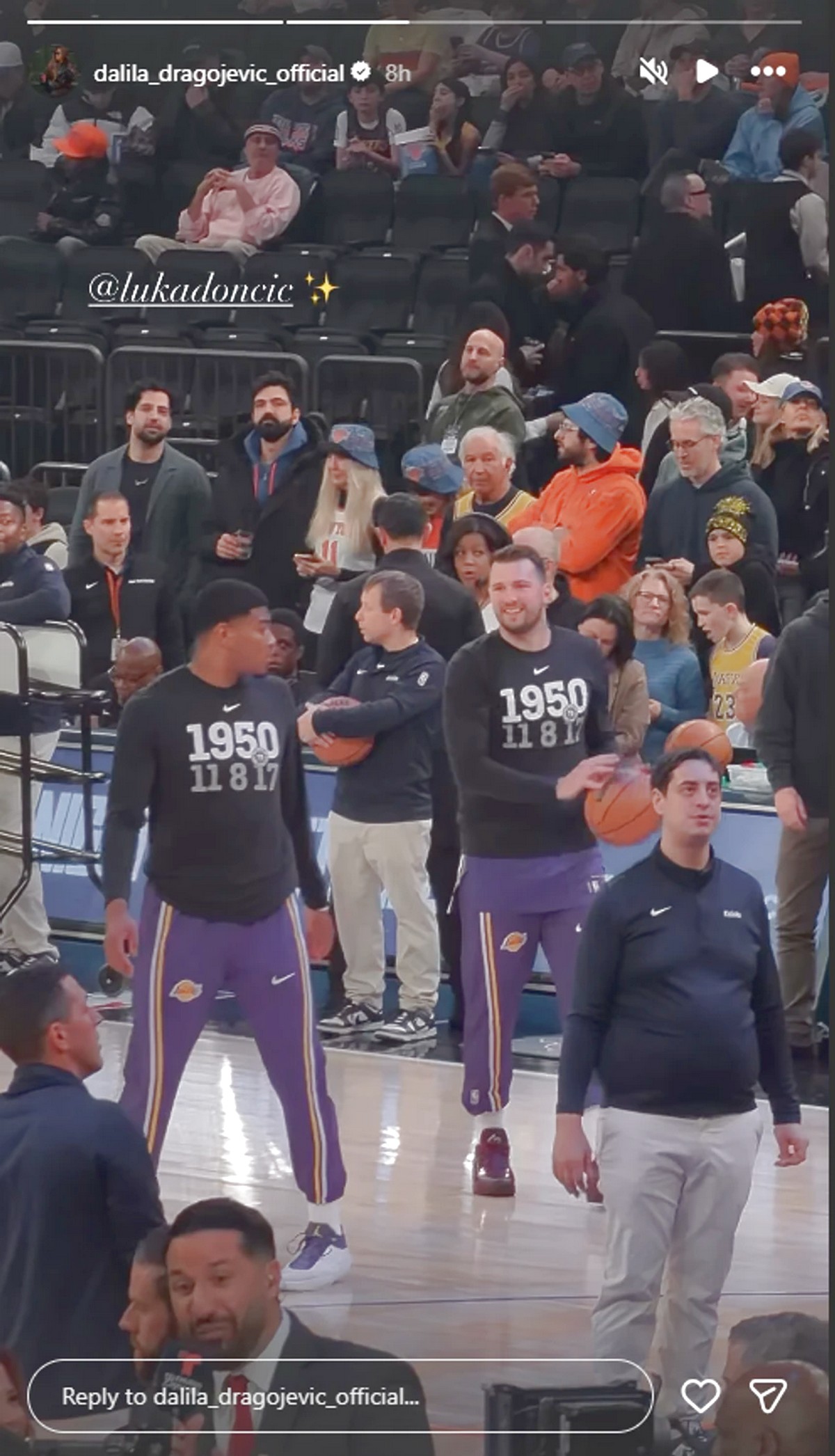 Dalila Dragojević ne skida pogled sa Luke Dončića, evo šta je radila dok se zagrevao na terenu: "Ludnica!"