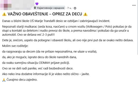 Škola, oprez za decu objava