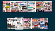 NASLOVNE STRANE SUTRAŠNJIH NOVINA: Prelistavanje štampe za nedelju, 8. februar 2026. godine