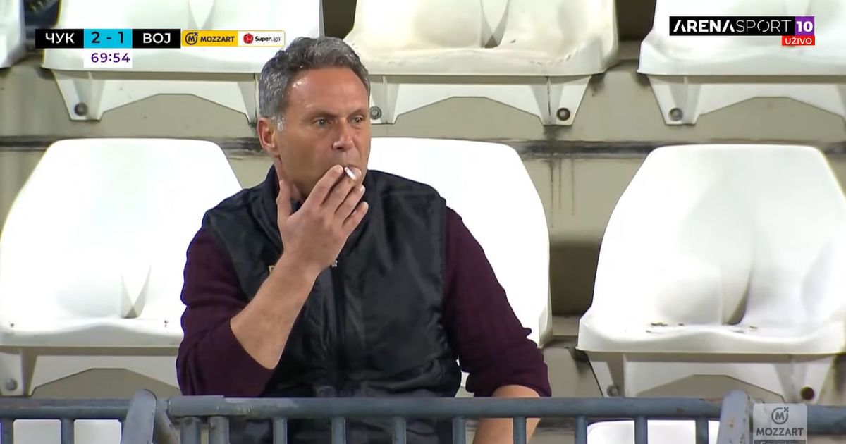 Hit scene in the Serbian Super League: Coach got a red card, then lit a cigarette and watched the comeback from 2:0 to 2:3