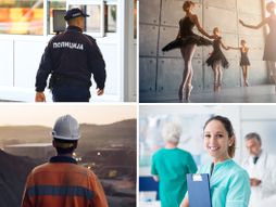 policajac, medicinska sestra, balerina, rudar