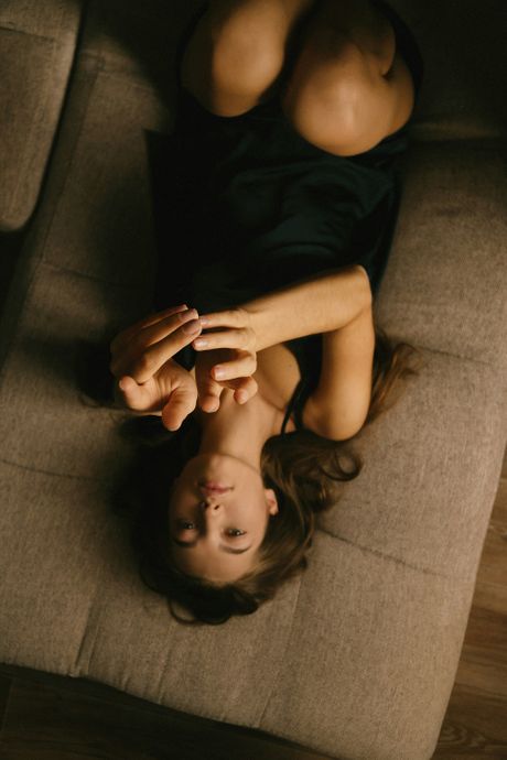 žena, dom, kauč, krevet, devojka