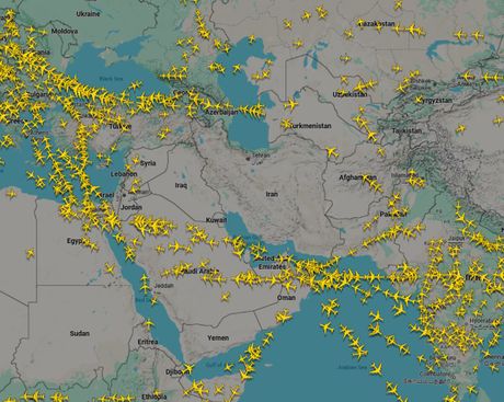 Flight Radar vazdušna mapa Iran