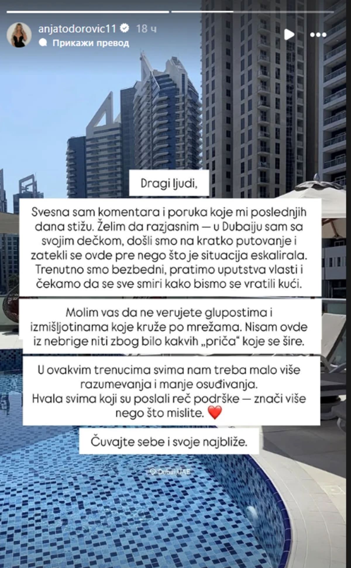 Oglasila se Anja nakon priče da joj preti zatvor u Dubaiju! "Trenutno smo bezbedni, želim da razjasnim..."
