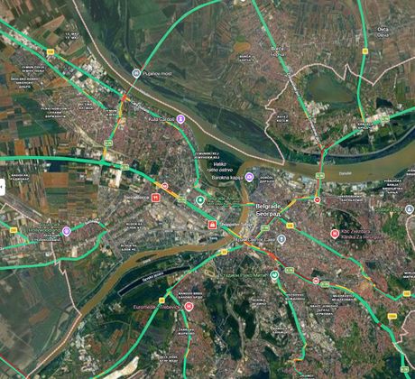 Saobraćajna mapa Beograd 10. mart