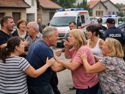 Tuča komšija ilustracija, svađa, svađa komšija Slovačka